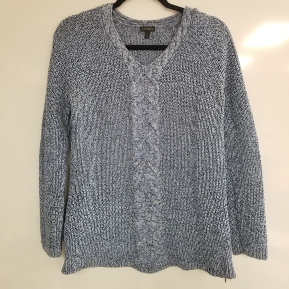Talbots Sweaters - TALBOTS Marled Cable Knit Sweater w/ Side Zipper